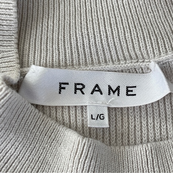 FRAME Women's Off White Rib Knit Sleeveless Tank Top Size L Silk Blend - Picture 6 of 7